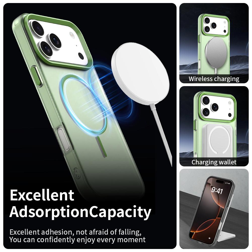 Compatible with iPhone 18 Pro Max Candy Fine Circle Magsafe PC Dual-Layer TPU Phone Case - Green