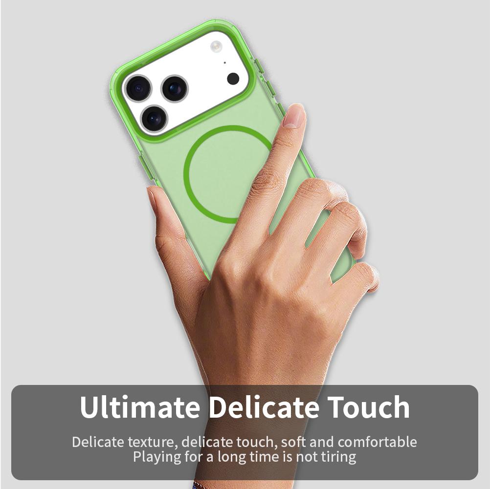 Compatible with iPhone 18 Pro Max Candy Fine Circle Magsafe PC Dual-Layer TPU Phone Case - Green