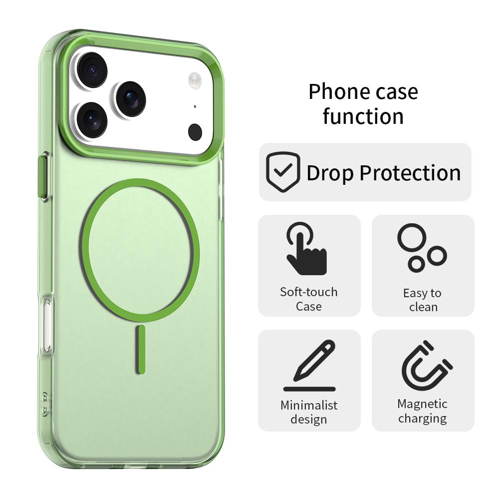 Compatible with iPhone 18 Pro Max Candy Fine Circle Magsafe PC Dual-Layer TPU Phone Case - Green