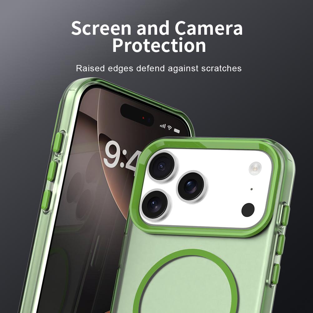 Compatible with iPhone 18 Pro Max Candy Fine Circle Magsafe PC Dual-Layer TPU Phone Case - Green