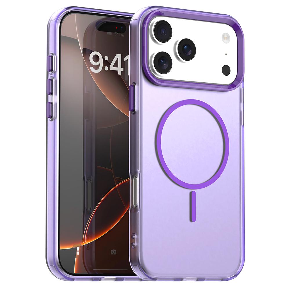 Compatible with iPhone 18 Pro Max Candy Fine Circle Magsafe PC Dual-Layer TPU Phone Case - Purple