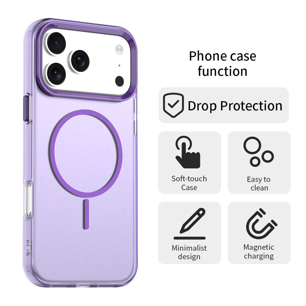 Compatible with iPhone 18 Pro Max Candy Fine Circle Magsafe PC Dual-Layer TPU Phone Case - Purple
