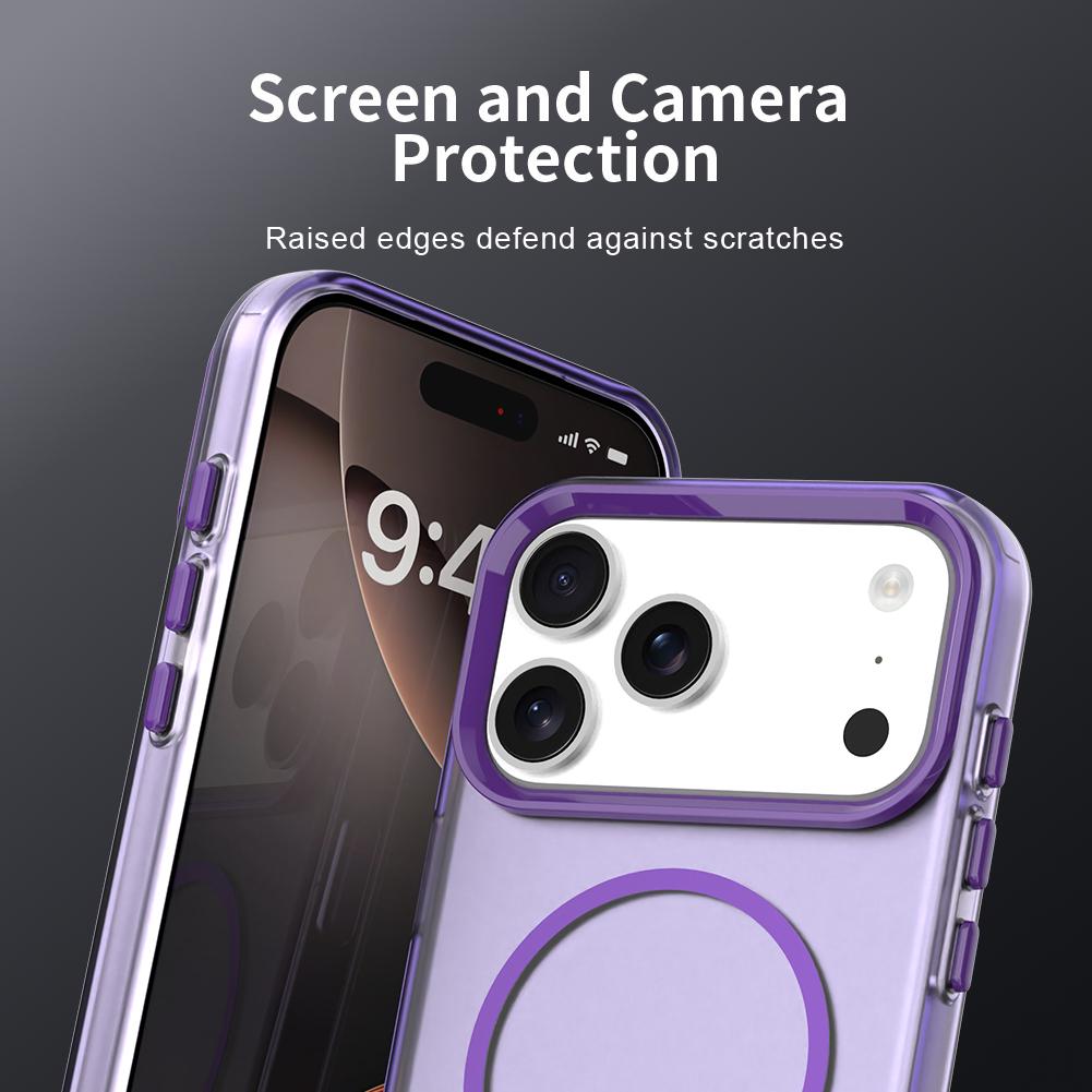 Compatible with iPhone 18 Pro Max Candy Fine Circle Magsafe PC Dual-Layer TPU Phone Case - Purple