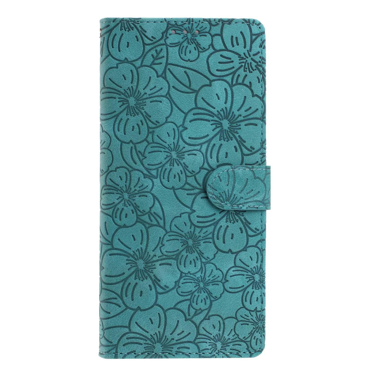 Compatible with iPhone 18 Pro Max Cherry Blossoms Embossed Leather Phone Case - Green