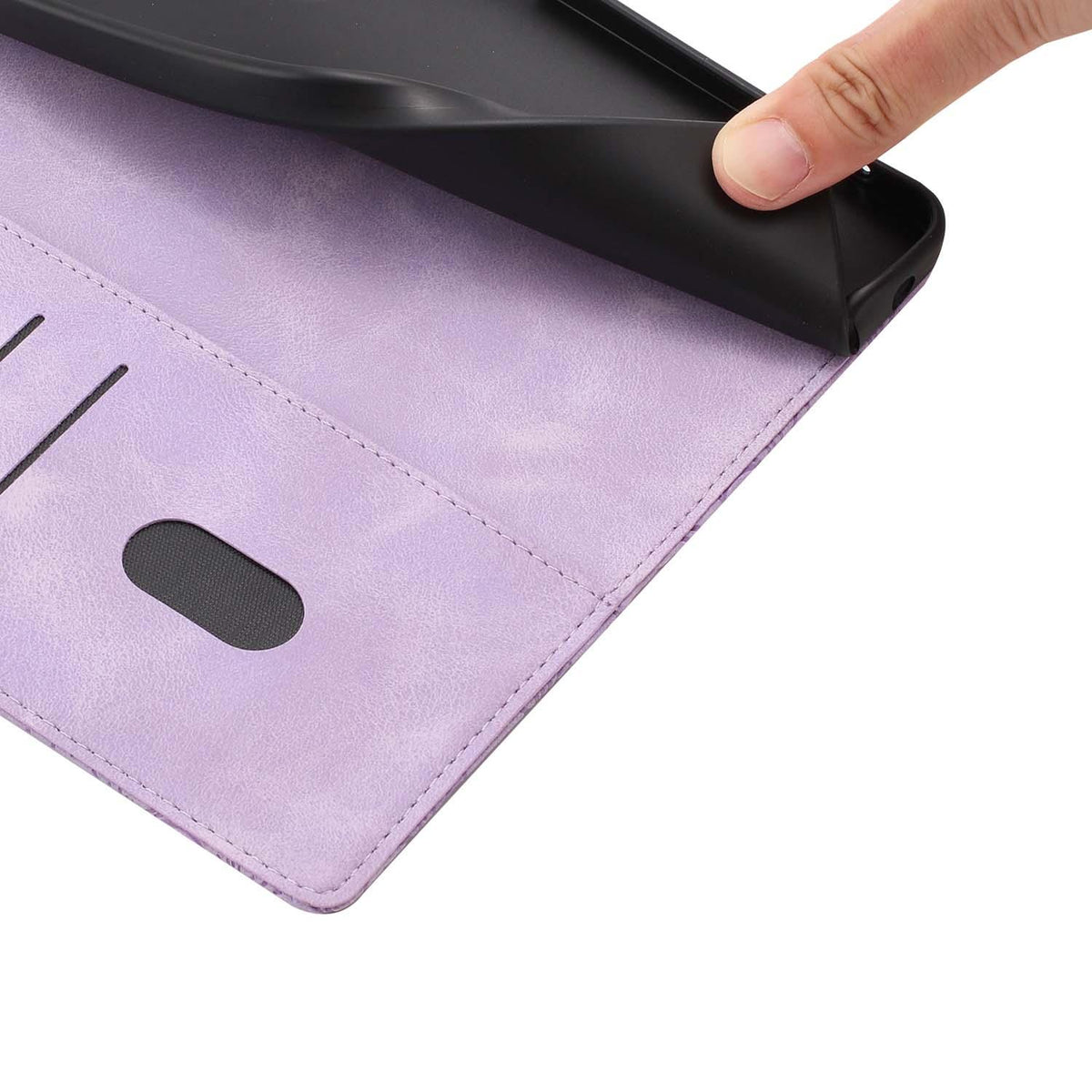Compatible with iPhone 18 Pro Max Cherry Blossoms Embossed Leather Phone Case - Purple