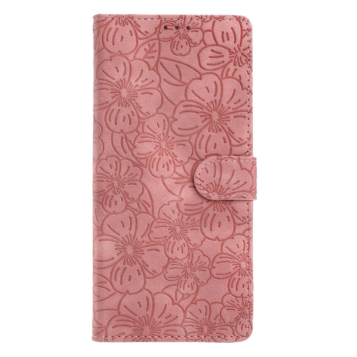 Compatible with iPhone 18 Pro Max Cherry Blossoms Embossed Leather Phone Case - Pink