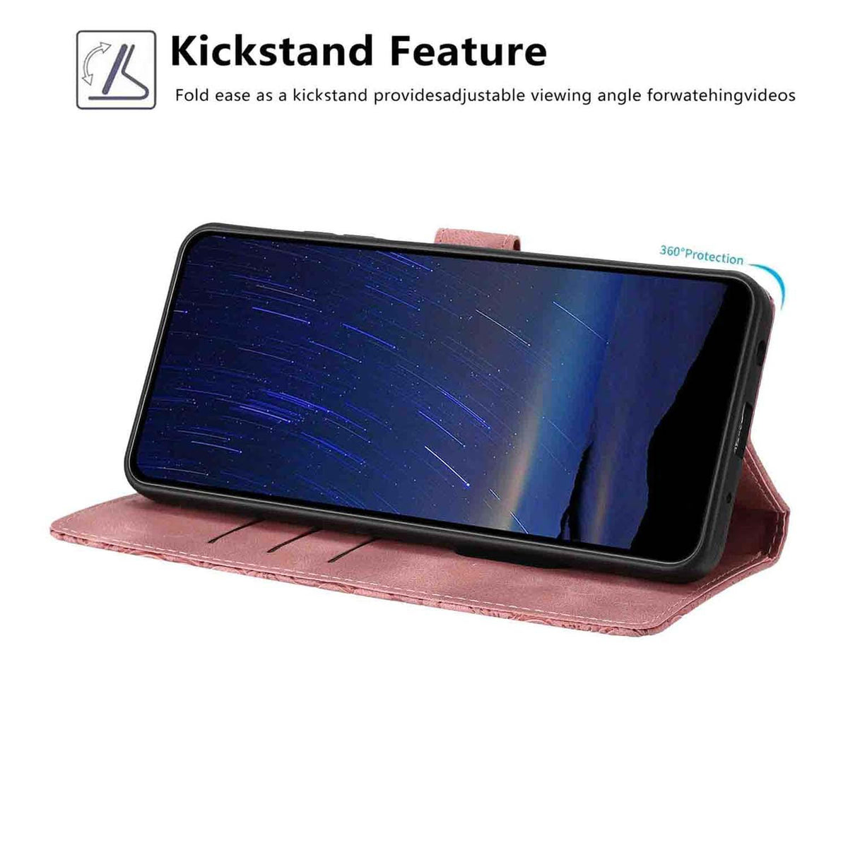 Compatible with iPhone 18 Pro Max Cherry Blossoms Embossed Leather Phone Case - Pink