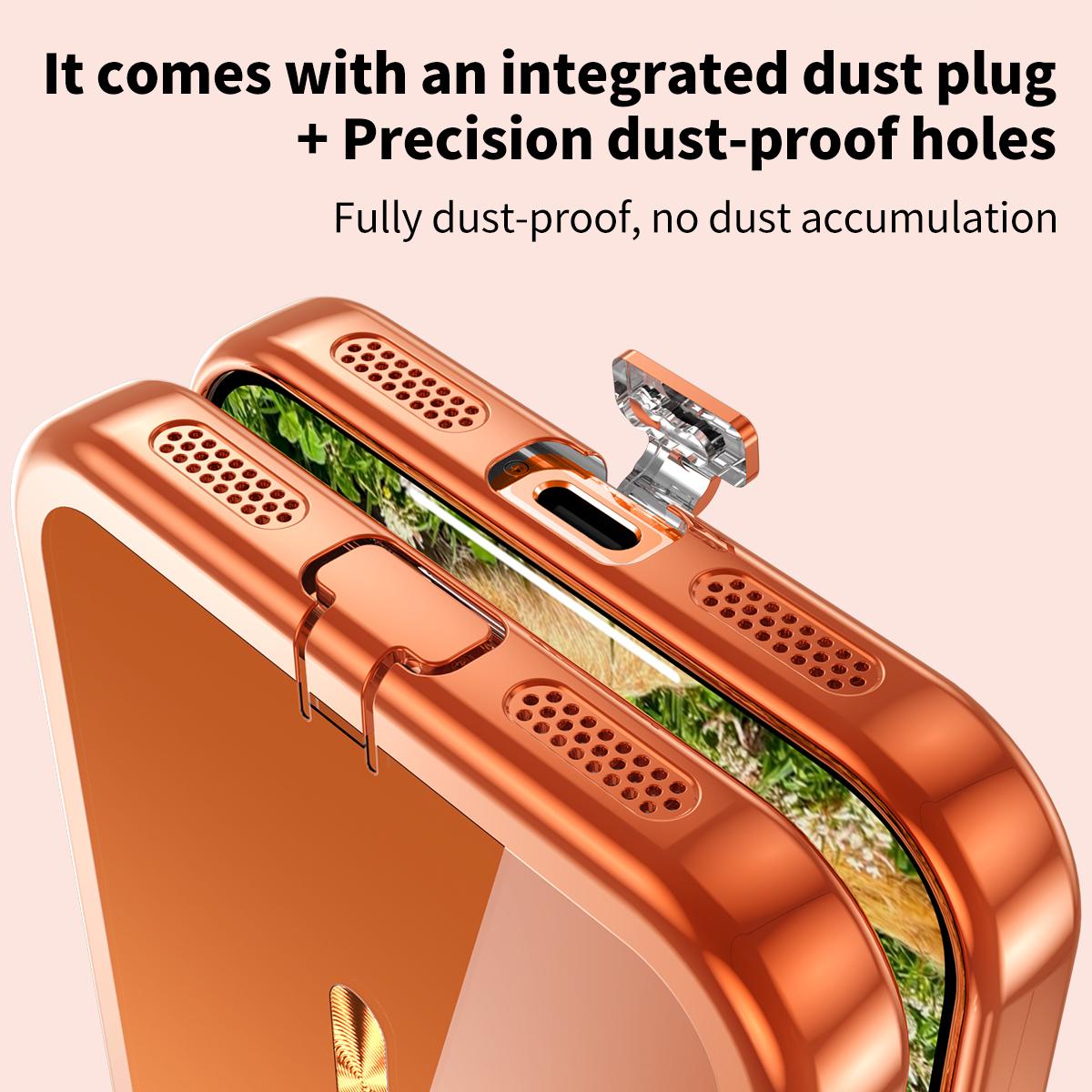 For iPhone 17 Plating Paint TPU MagSafe Phone Case with Dust Plug & Lens Film(Silver)