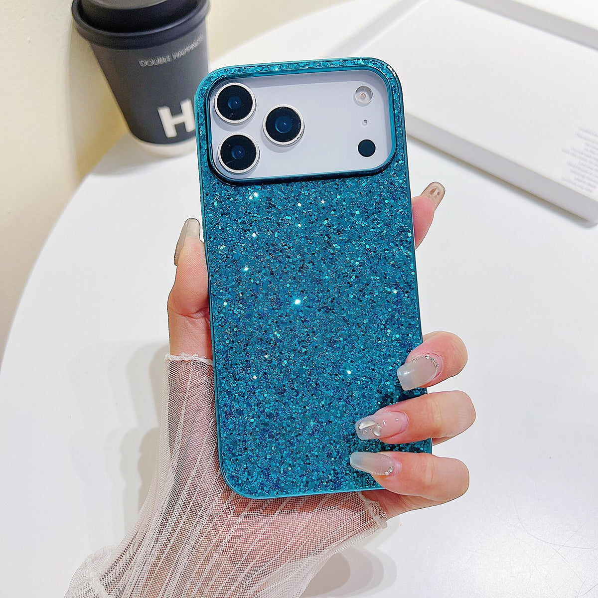 Compatible with iPhone 18 Pro Max Glitter Powder Shockproof TPU Phone Case - Blue