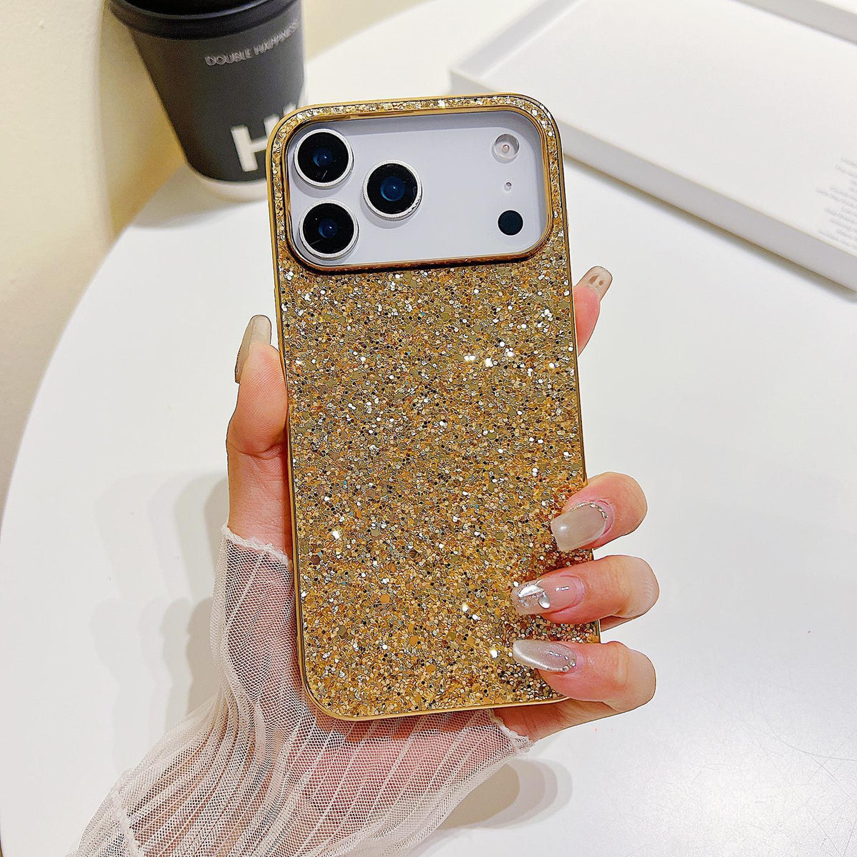 Compatible with iPhone 18 Pro Max Glitter Powder Shockproof TPU Phone Case - Gold