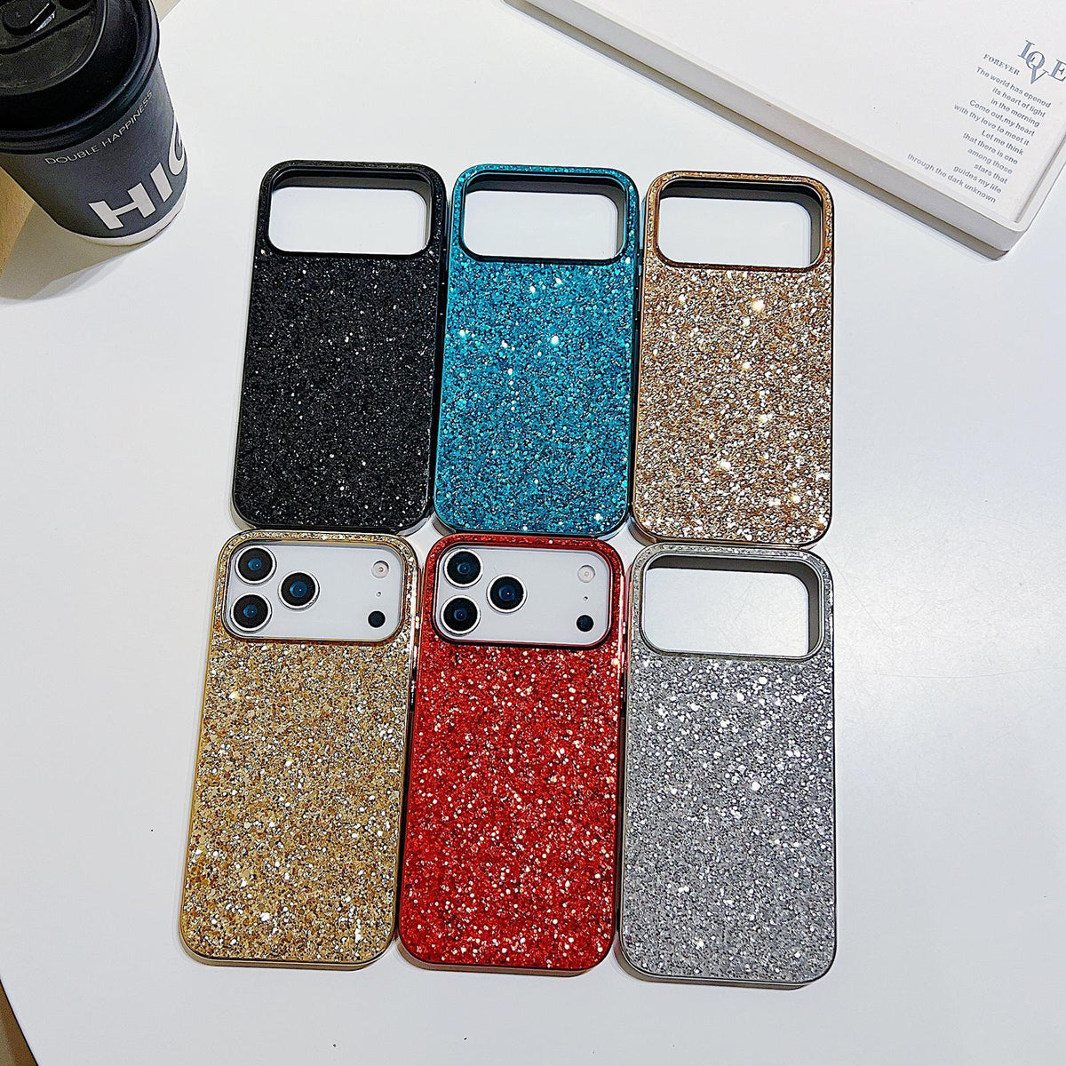 Compatible with iPhone 18 Pro Max Glitter Powder Shockproof TPU Phone Case - Black
