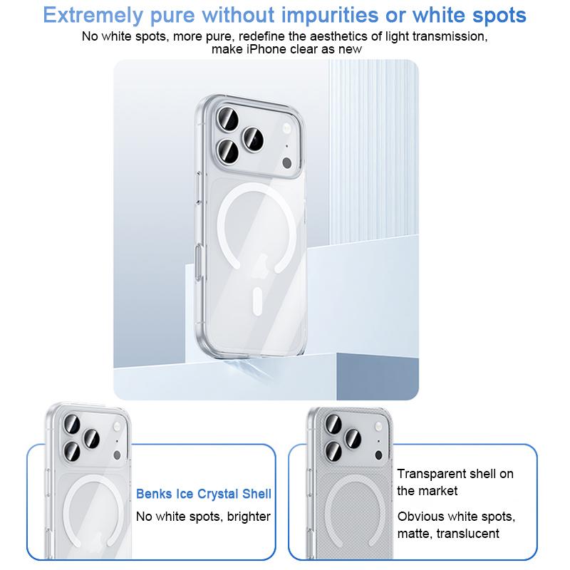 Compatible with iPhone 18 Pro Max & 17 Pro Max Benks Ice Crystal Clear MagSafe Magnetic Phone Case - Transparent