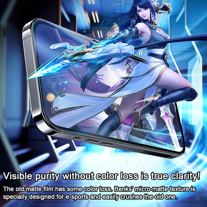 Compatible with iPhone 18 Pro Max & 17 Pro Max Benks Zero Curve Edge Gaming Frosted Tempered Screen Protector