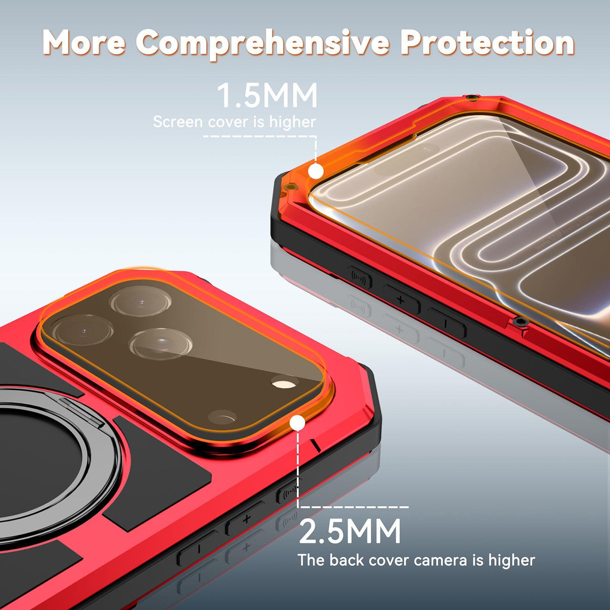 Compatible with iPhone 18 Pro Max R-JUST Life Waterproof Dustproof MagSafe Magnetic Holder Phone Case - Red