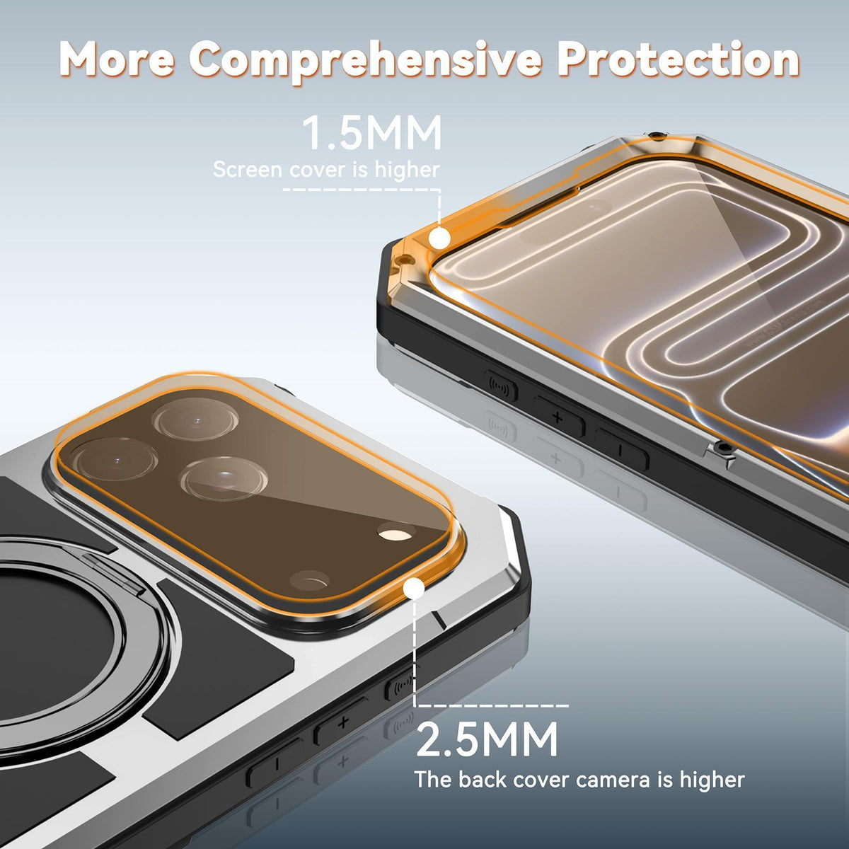 Compatible with iPhone 18 Pro Max R-JUST Life Waterproof Dustproof MagSafe Magnetic Holder Phone Case - Silver