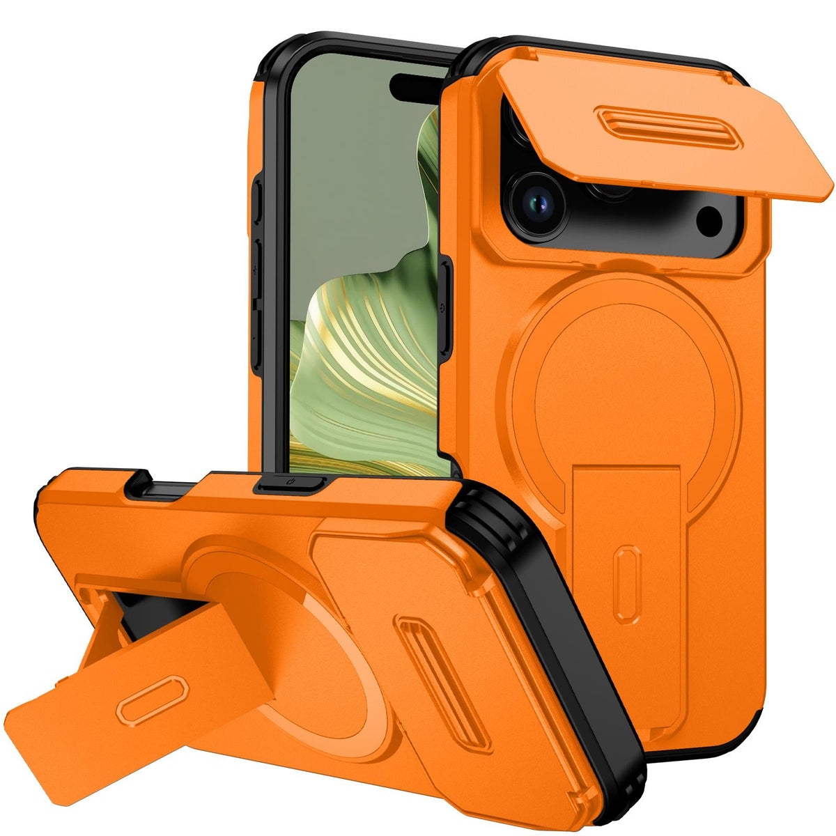 Compatible with iPhone 18 Pro Max Sliding Camshield MagSafe Holder Phone Case - Orange
