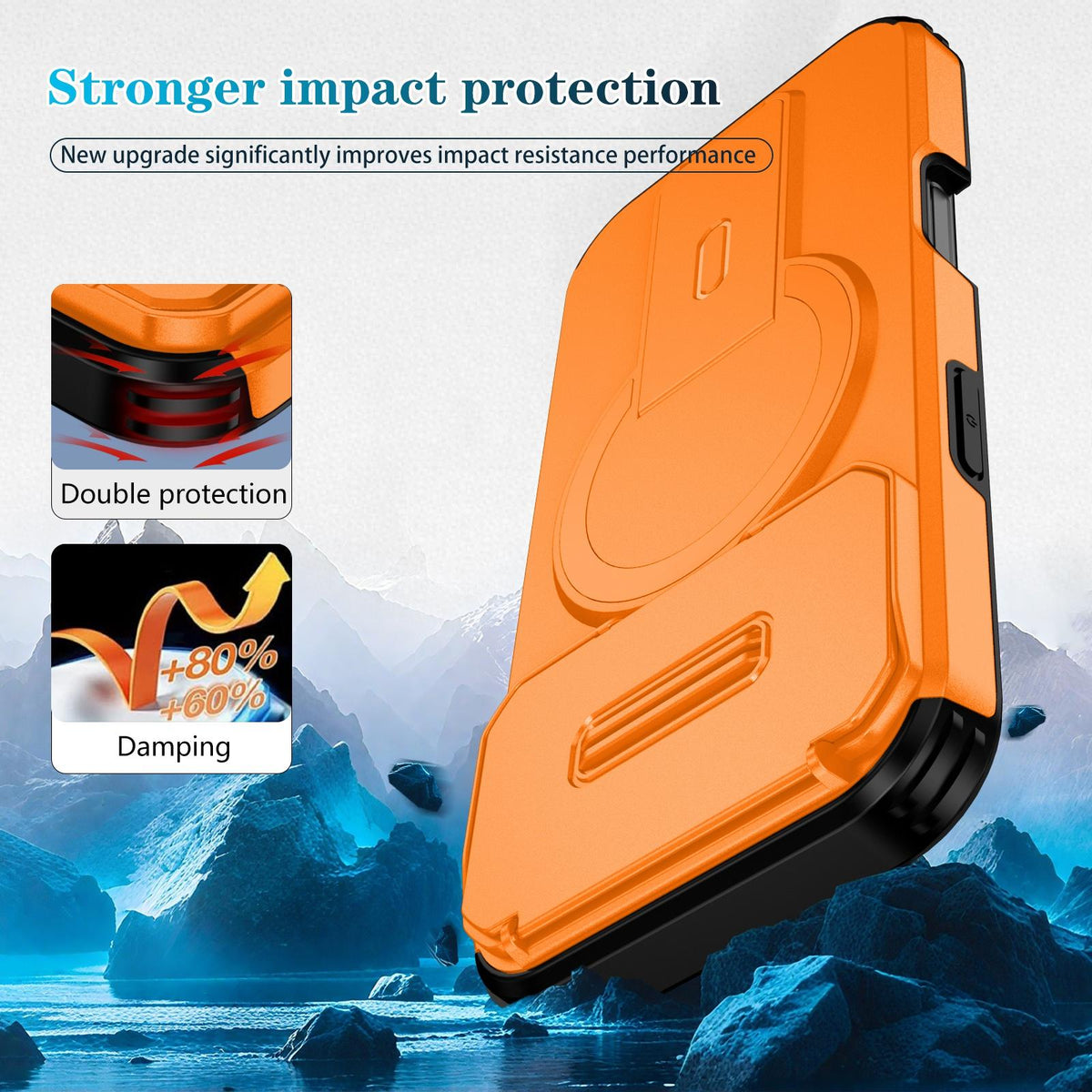 Compatible with iPhone 18 Pro Max Sliding Camshield MagSafe Holder Phone Case - Orange