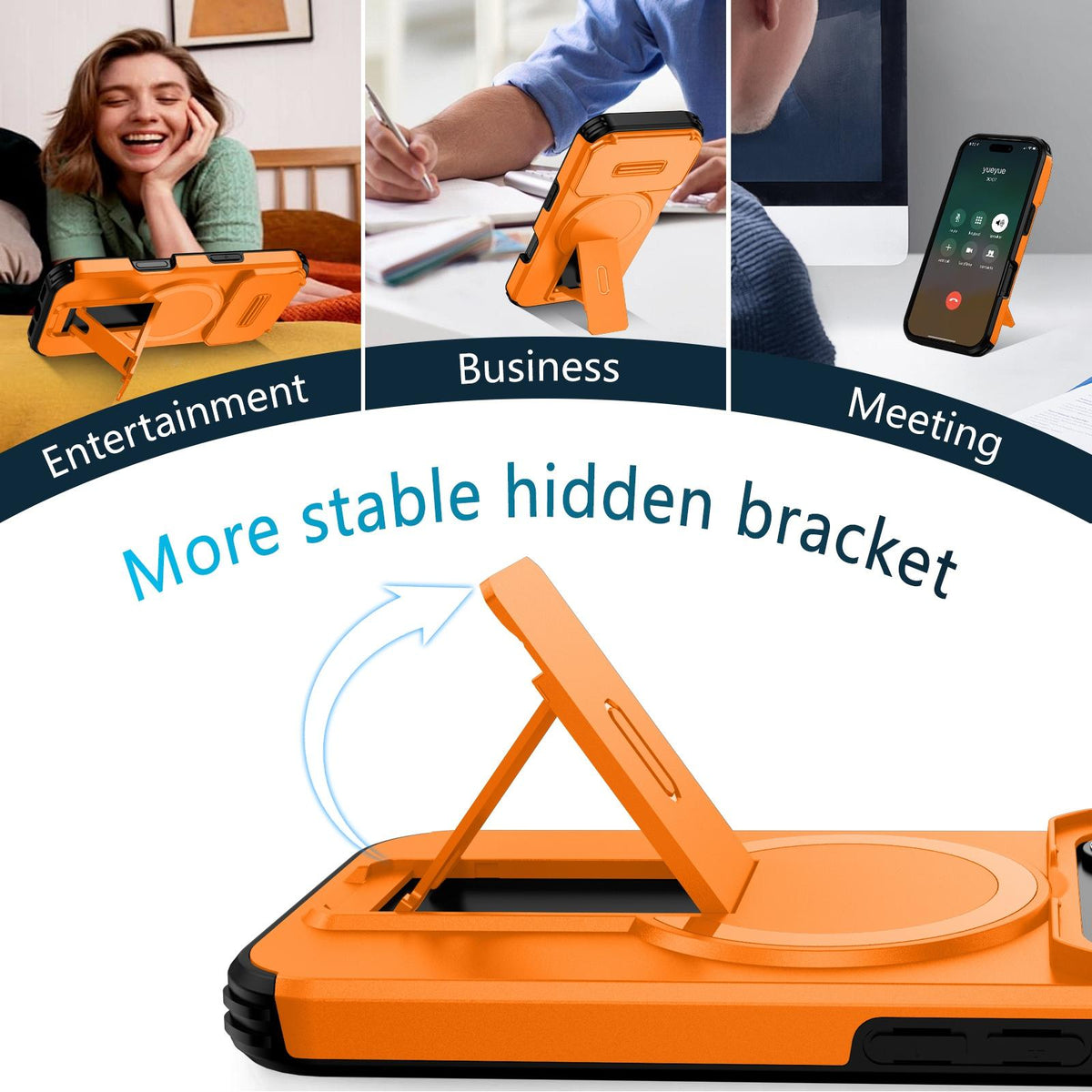 Compatible with iPhone 18 Pro Max Sliding Camshield MagSafe Holder Phone Case - Orange