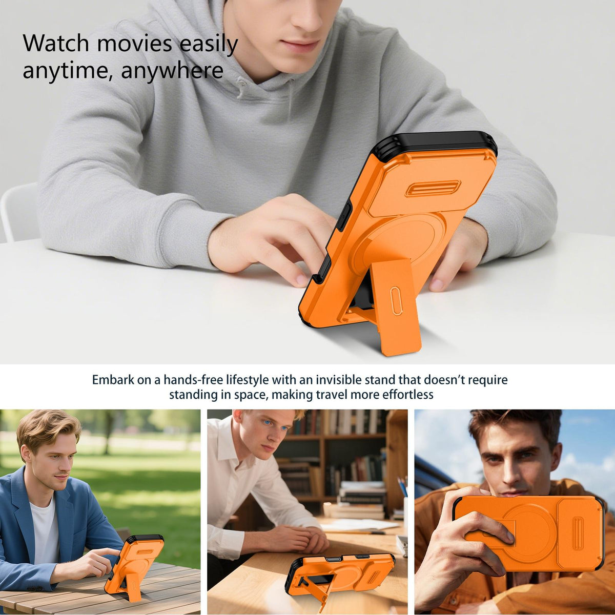 Compatible with iPhone 18 Pro Max Sliding Camshield MagSafe Holder Phone Case - Orange