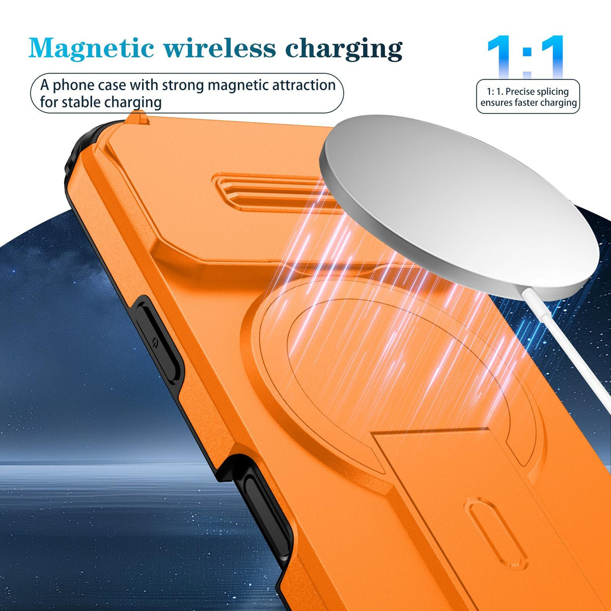 Compatible with iPhone 18 Pro Max Sliding Camshield MagSafe Holder Phone Case - Orange