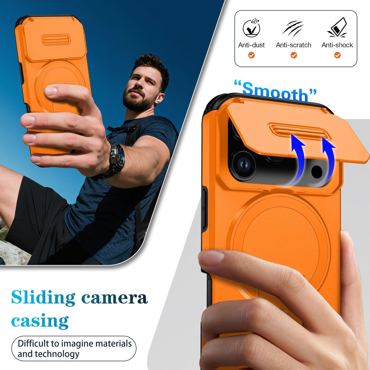 Compatible with iPhone 18 Pro Max Sliding Camshield MagSafe Holder Phone Case - Orange