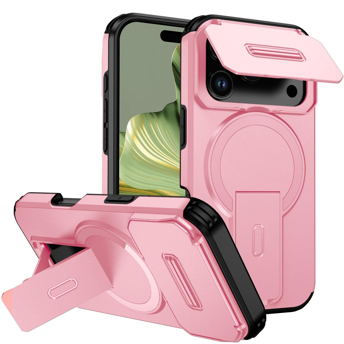 Compatible with iPhone 18 Pro Max Sliding Camshield MagSafe Holder Phone Case - Pink