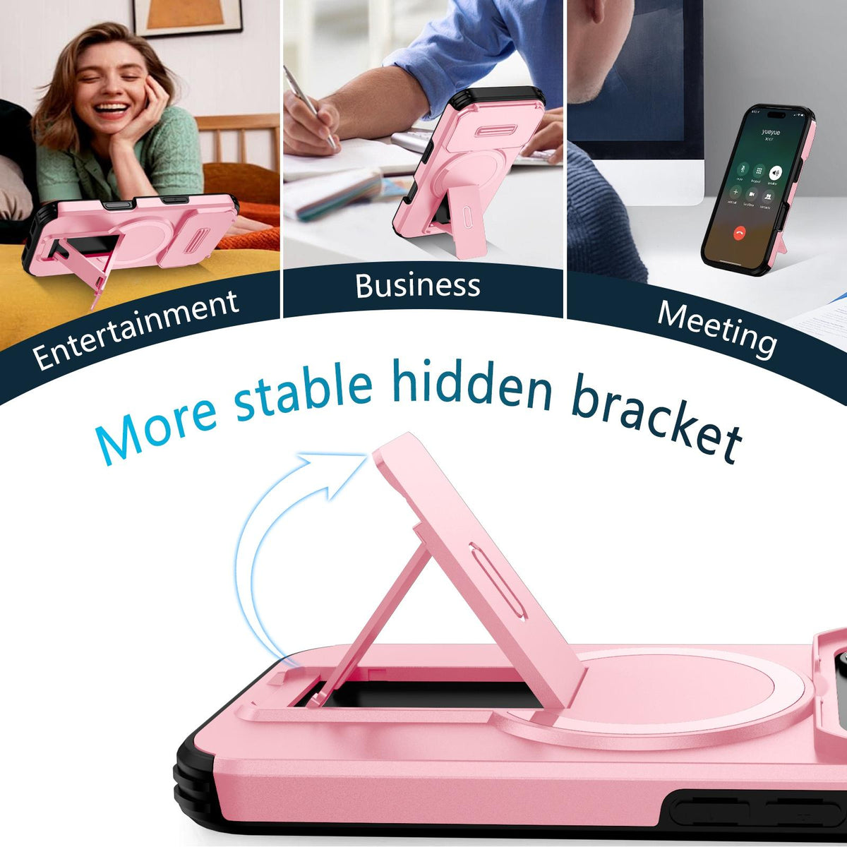 Compatible with iPhone 18 Pro Max Sliding Camshield MagSafe Holder Phone Case - Pink