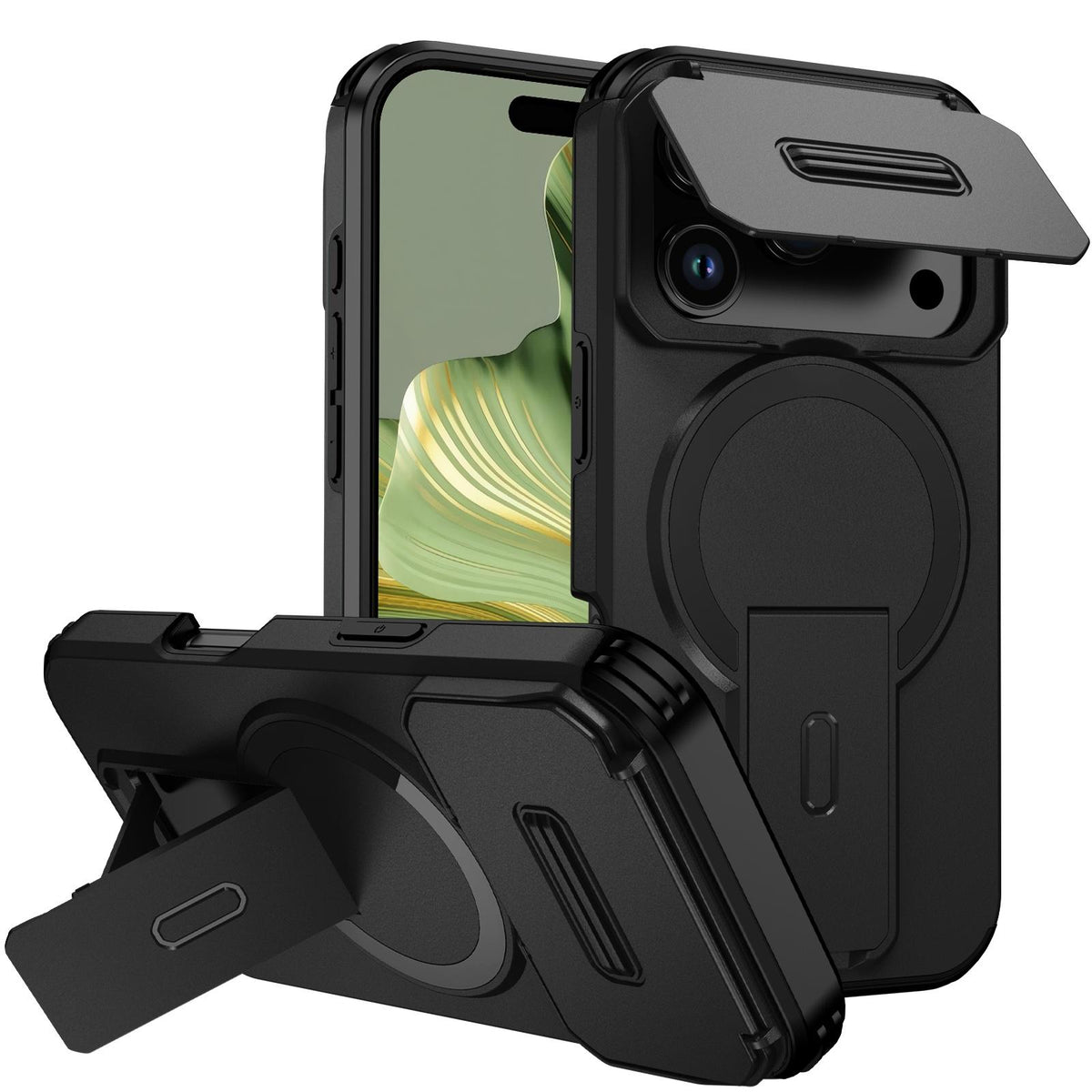 Compatible with iPhone 18 Pro Max Sliding Camshield MagSafe Holder Phone Case - Black
