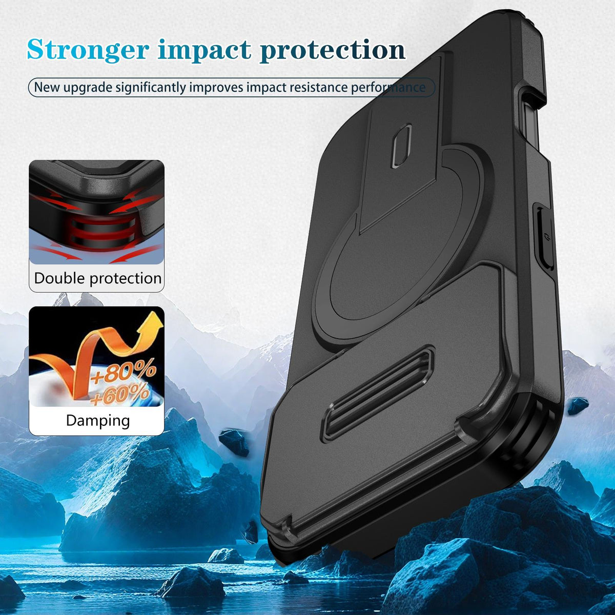 Compatible with iPhone 18 Pro Max Sliding Camshield MagSafe Holder Phone Case - Black