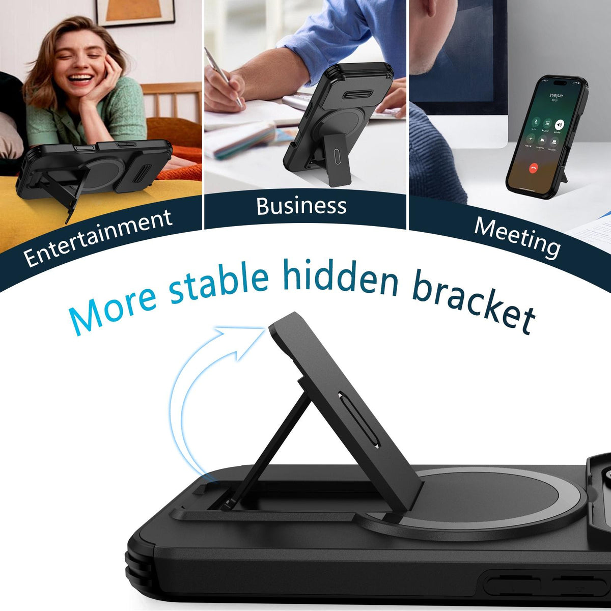 Compatible with iPhone 18 Pro Max Sliding Camshield MagSafe Holder Phone Case - Black