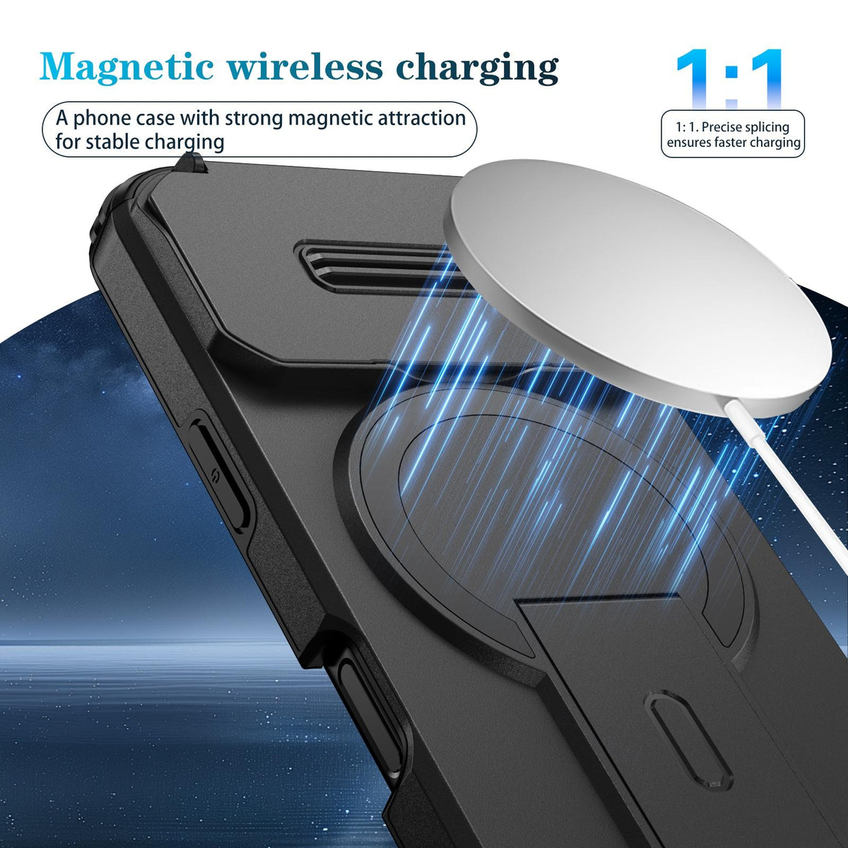 Compatible with iPhone 18 Pro Max Sliding Camshield MagSafe Holder Phone Case - Black