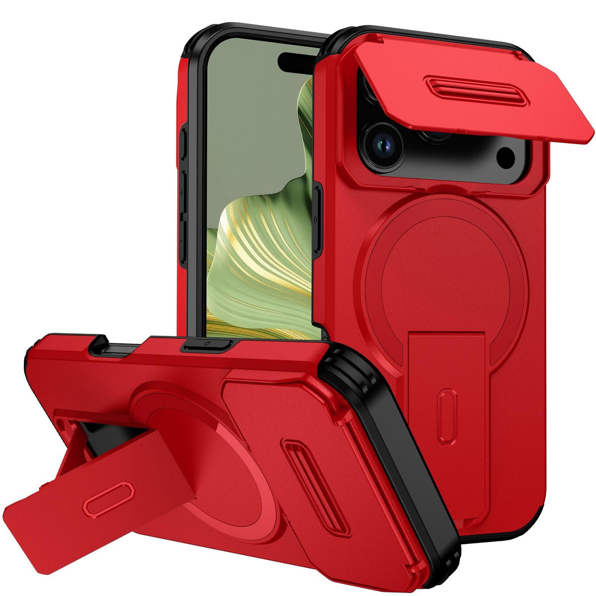 Compatible with iPhone 18 Pro Max Sliding Camshield MagSafe Holder Phone Case - Red
