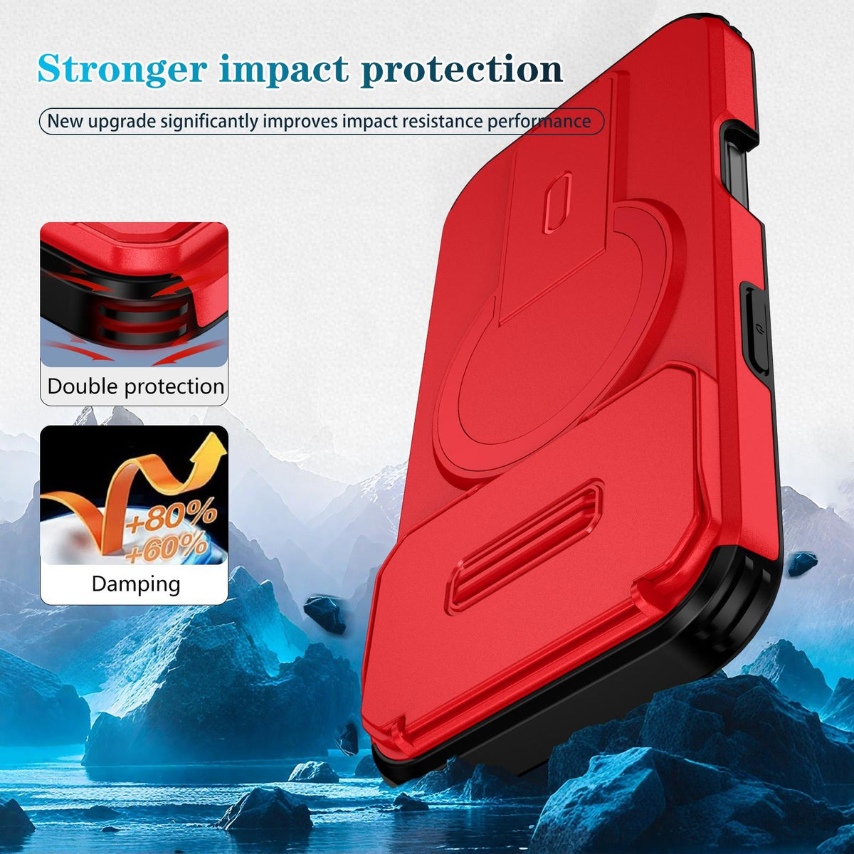 Compatible with iPhone 18 Pro Max Sliding Camshield MagSafe Holder Phone Case - Red
