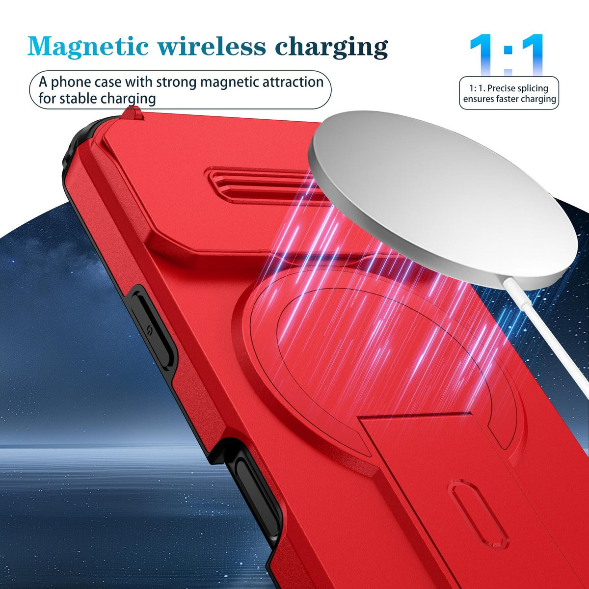 Compatible with iPhone 18 Pro Max Sliding Camshield MagSafe Holder Phone Case - Red