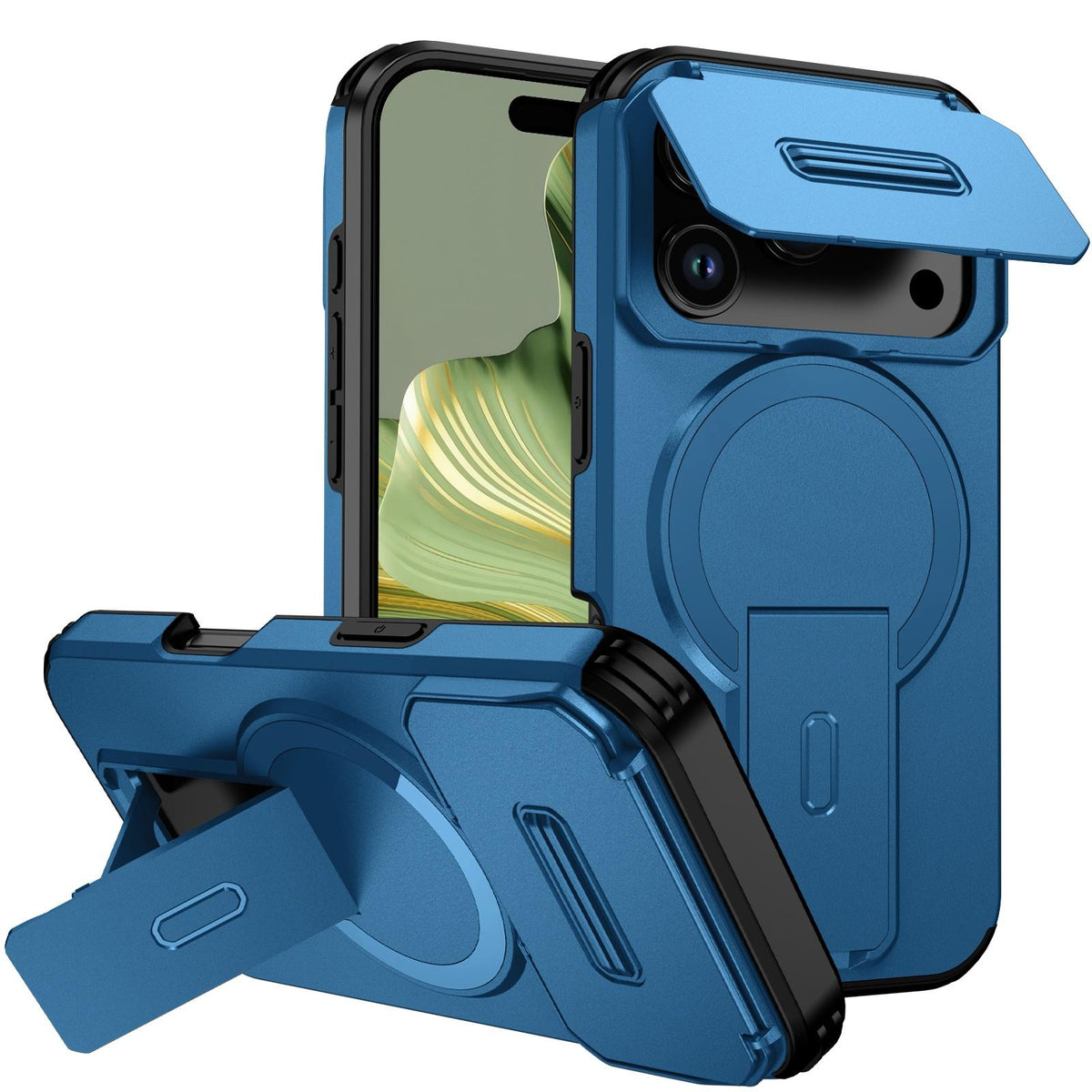 Compatible with iPhone 18 Pro Max Sliding Camshield MagSafe Holder Phone Case - Blue