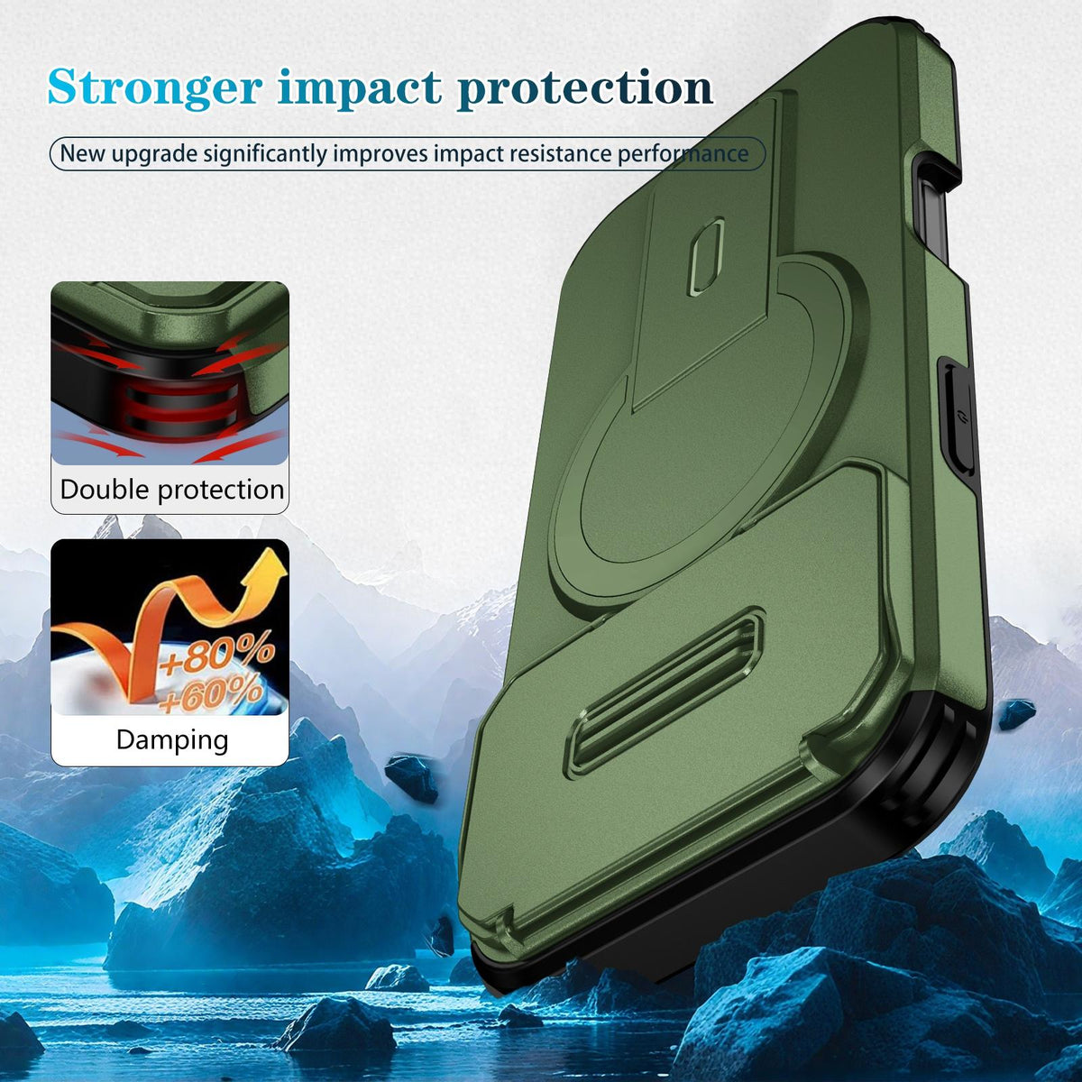 Compatible with iPhone 18 Pro Max Sliding Camshield MagSafe Holder Phone Case - Green