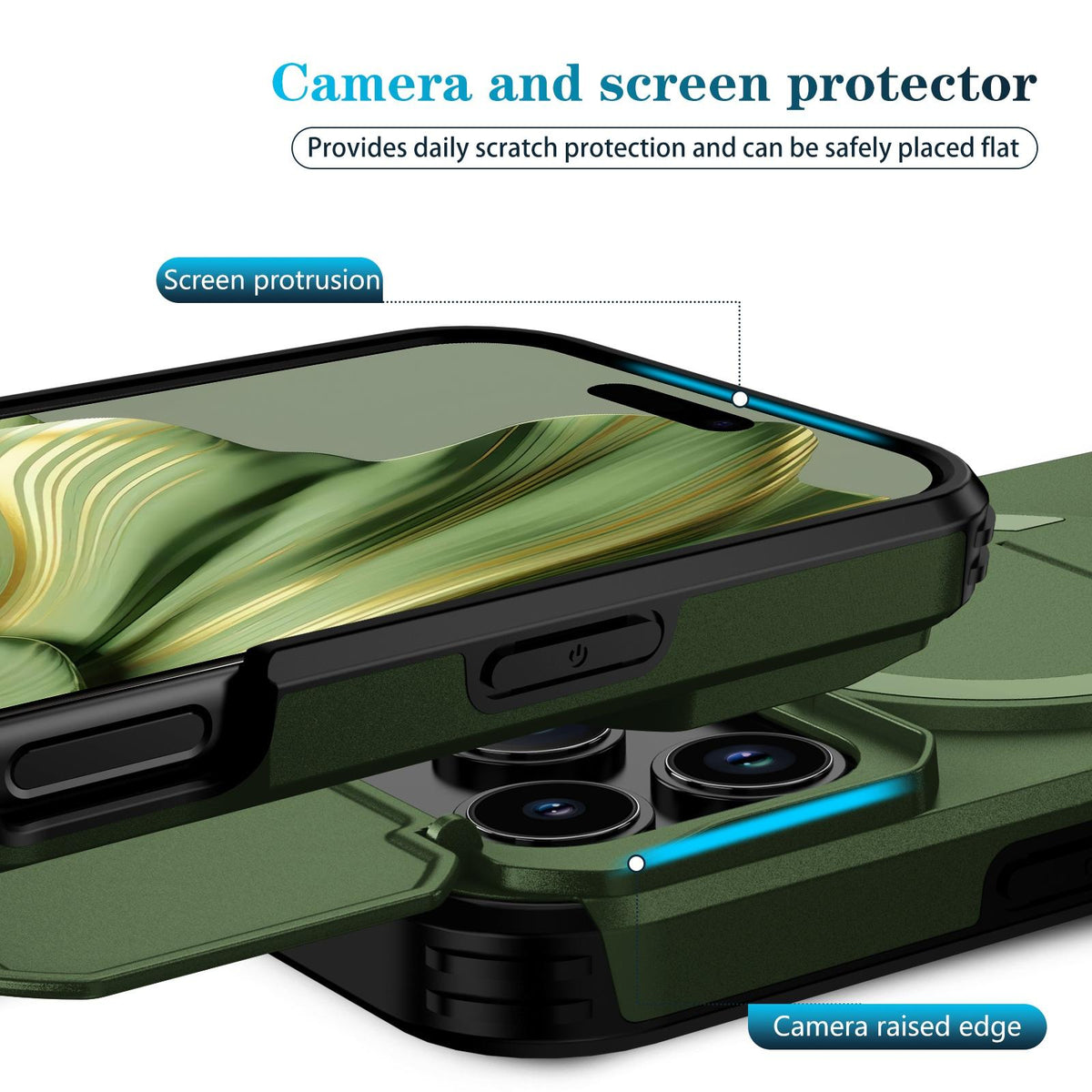 Compatible with iPhone 18 Pro Max Sliding Camshield MagSafe Holder Phone Case - Green