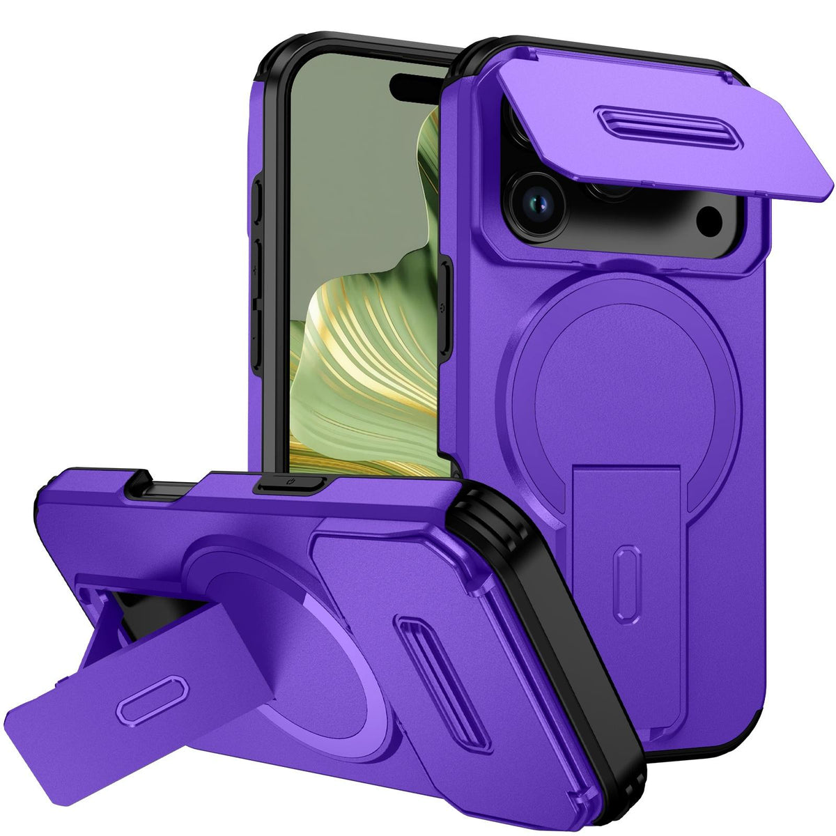 Compatible with iPhone 18 Pro Max Sliding Camshield MagSafe Holder Phone Case - Purple
