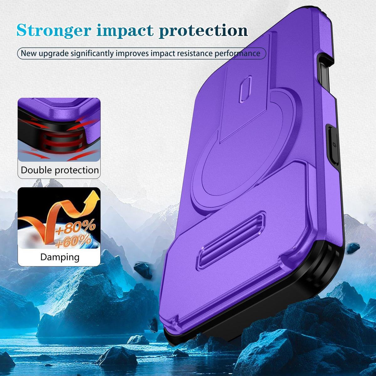 Compatible with iPhone 18 Pro Max Sliding Camshield MagSafe Holder Phone Case - Purple