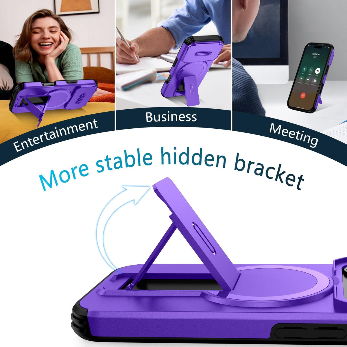 Compatible with iPhone 18 Pro Max Sliding Camshield MagSafe Holder Phone Case - Purple
