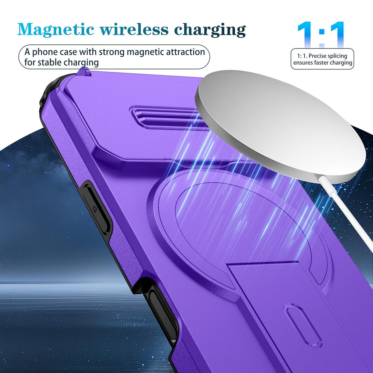 Compatible with iPhone 18 Pro Max Sliding Camshield MagSafe Holder Phone Case - Purple
