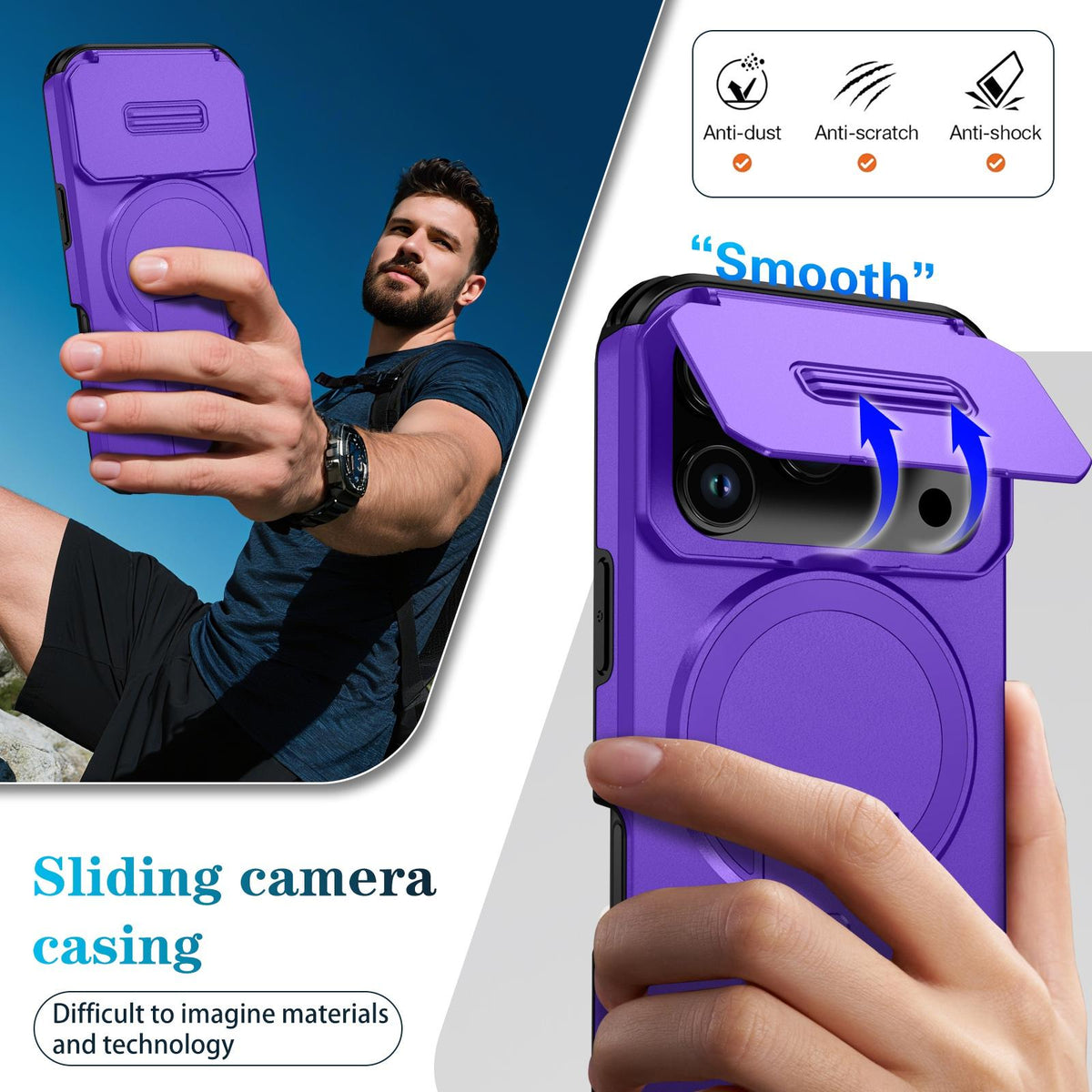 Compatible with iPhone 18 Pro Max Sliding Camshield MagSafe Holder Phone Case - Purple