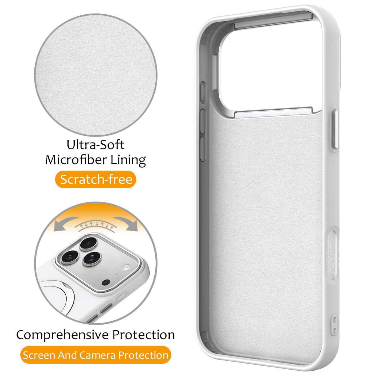 Compatible with iPhone 18 Pro Max Gen1.5 Pivot Ring Holder TPU Dual-Layer PC Phone Case - White