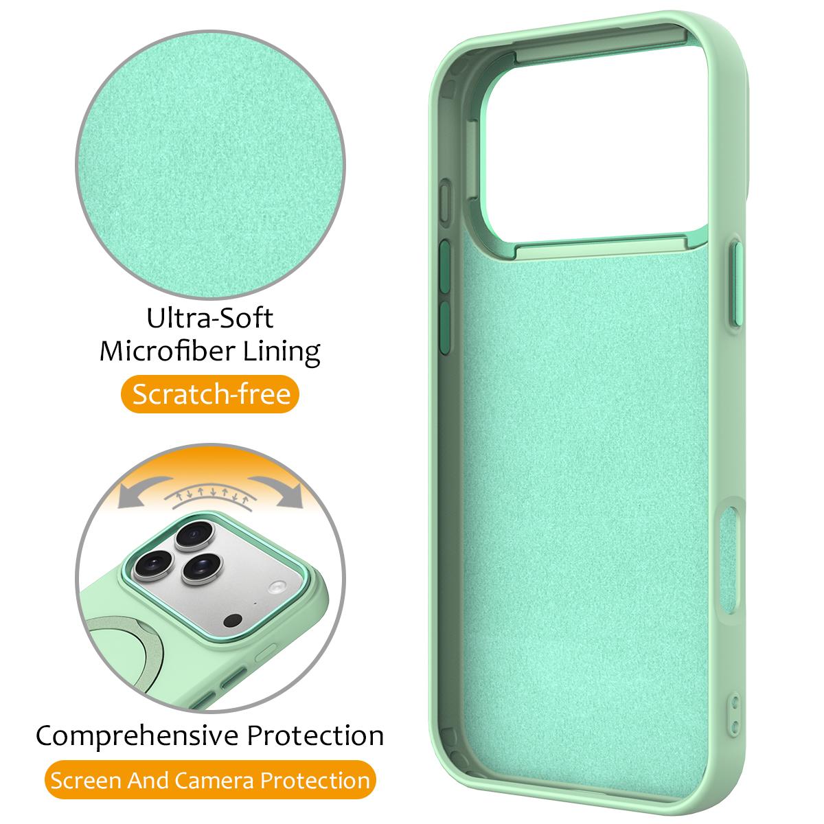 Compatible with iPhone 18 Pro Max Gen1.5 Pivot Ring Holder TPU Dual-Layer PC Phone Case - Green