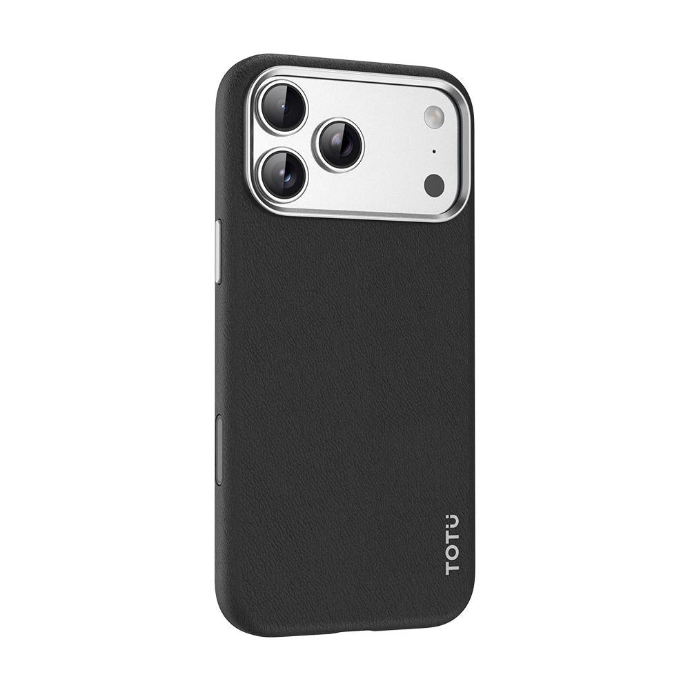Compatible with iPhone 18 Pro & 17 Pro TOTU PC-17 Vegan Leather MagSafe Magnetic Phone Case - Black