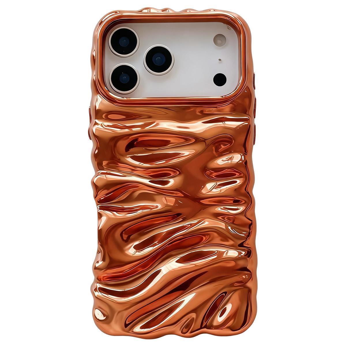 Compatible with iPhone 18 Pro Cream Texture Electroplating TPU Full Coverage Phone Case - Orange