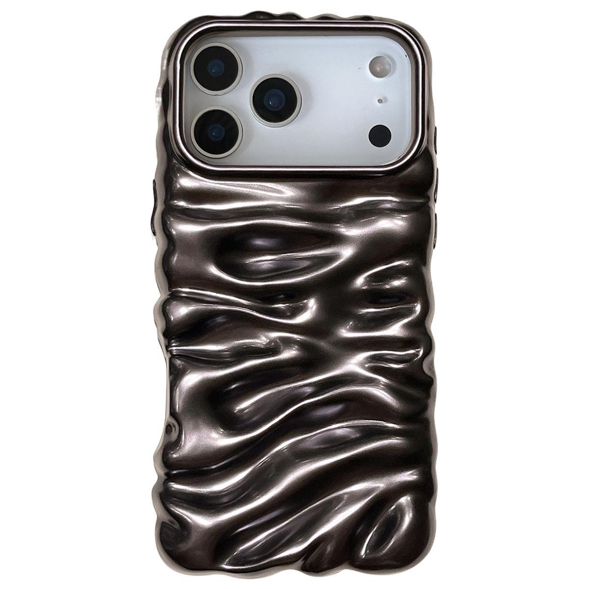 Compatible with iPhone 18 Pro Max Cream Texture Electroplating TPU Full Coverage Phone Case - Matte Black