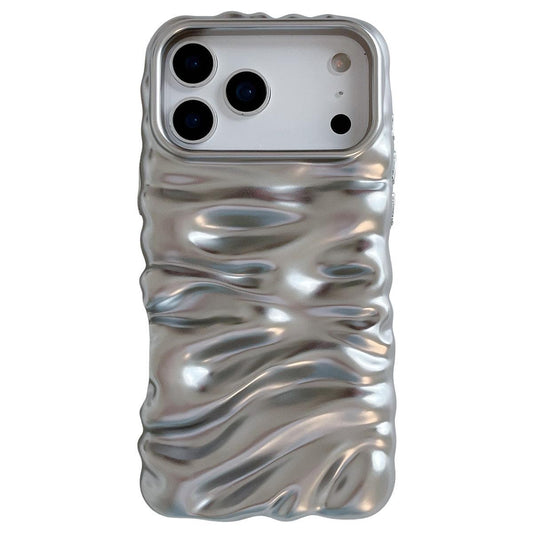 Compatible with iPhone 18 Pro Max Cream Texture Electroplating TPU Full Coverage Phone Case - Matte Silver