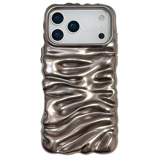 Compatible with iPhone 18 Pro Max Cream Texture Electroplating TPU Full Coverage Phone Case - Matte Brown
