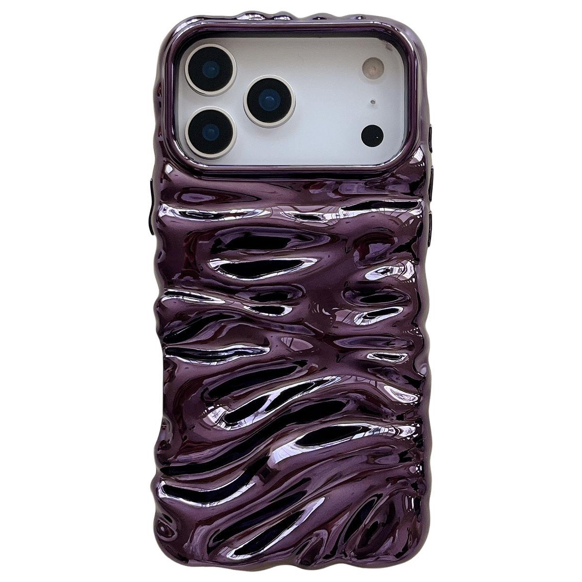 Compatible with iPhone 18 Pro Max Cream Texture Electroplating TPU Full Coverage Phone Case - Purple